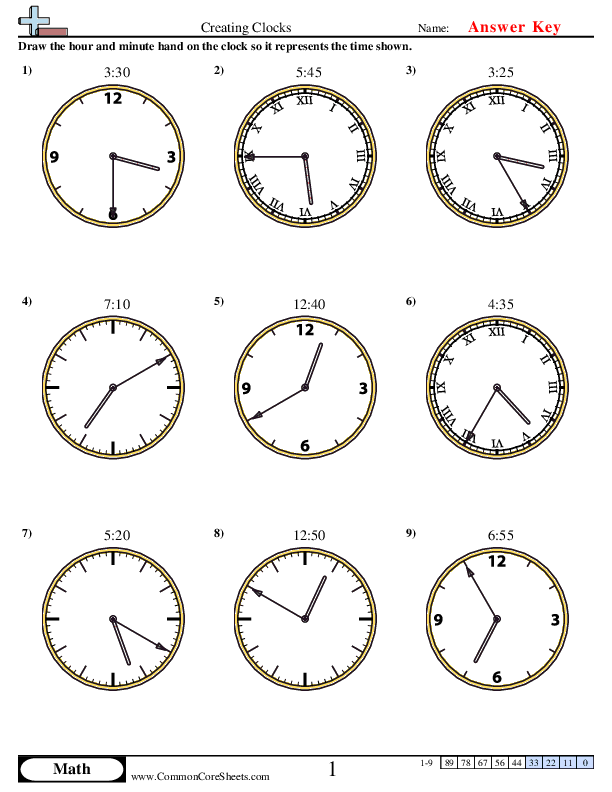  - Creating Clocks (5 Minute Increments) worksheet